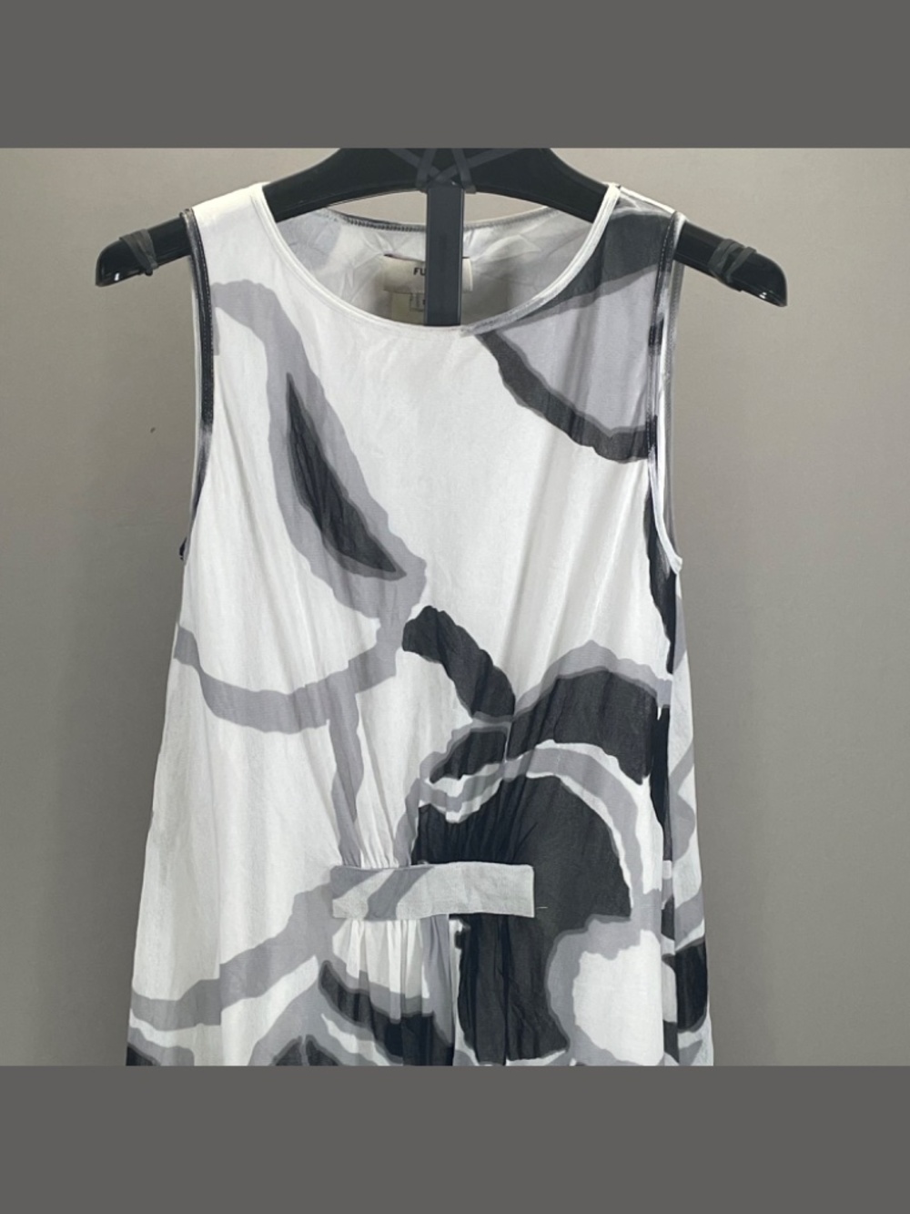 Fuzzi Dress Womens Medium black gray white floral mesh bubble hem designer shift - Picture 2 of 9